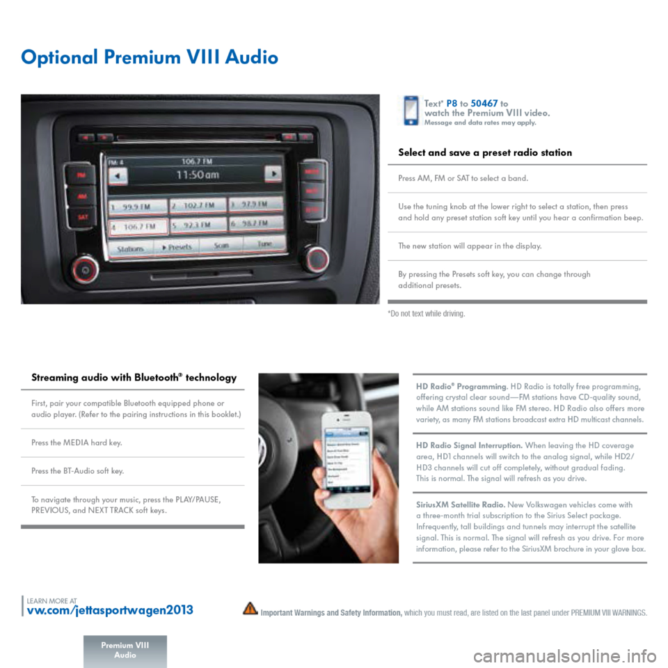 VOLKSWAGEN JETTA SPORTWAGEN 2013 1B / 6.G Quick Start Guide 