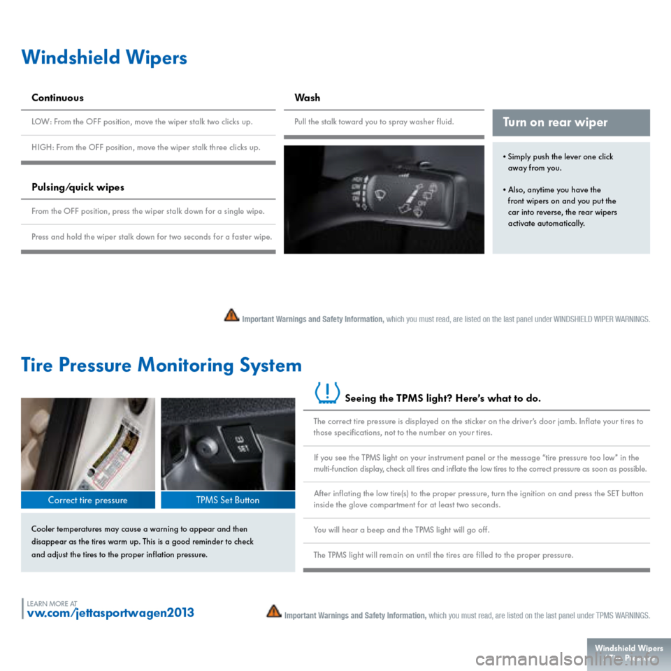 VOLKSWAGEN JETTA SPORTWAGEN 2013 1B / 6.G Quick Start Guide 