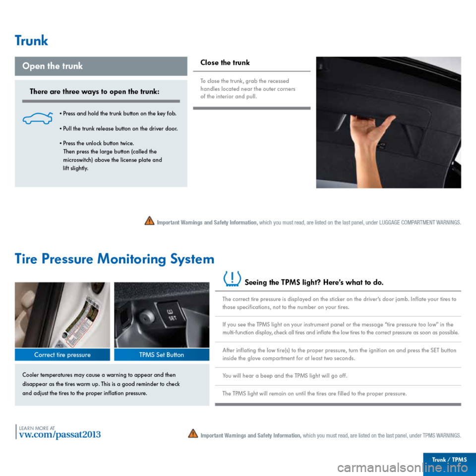 VOLKSWAGEN PASSAT 2013 B8 / 6.G Quick Start Guide 