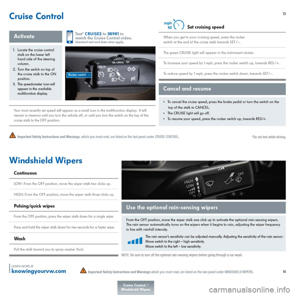 VOLKSWAGEN PASSAT 2014 B8 / 6.G Quick Start Guide 