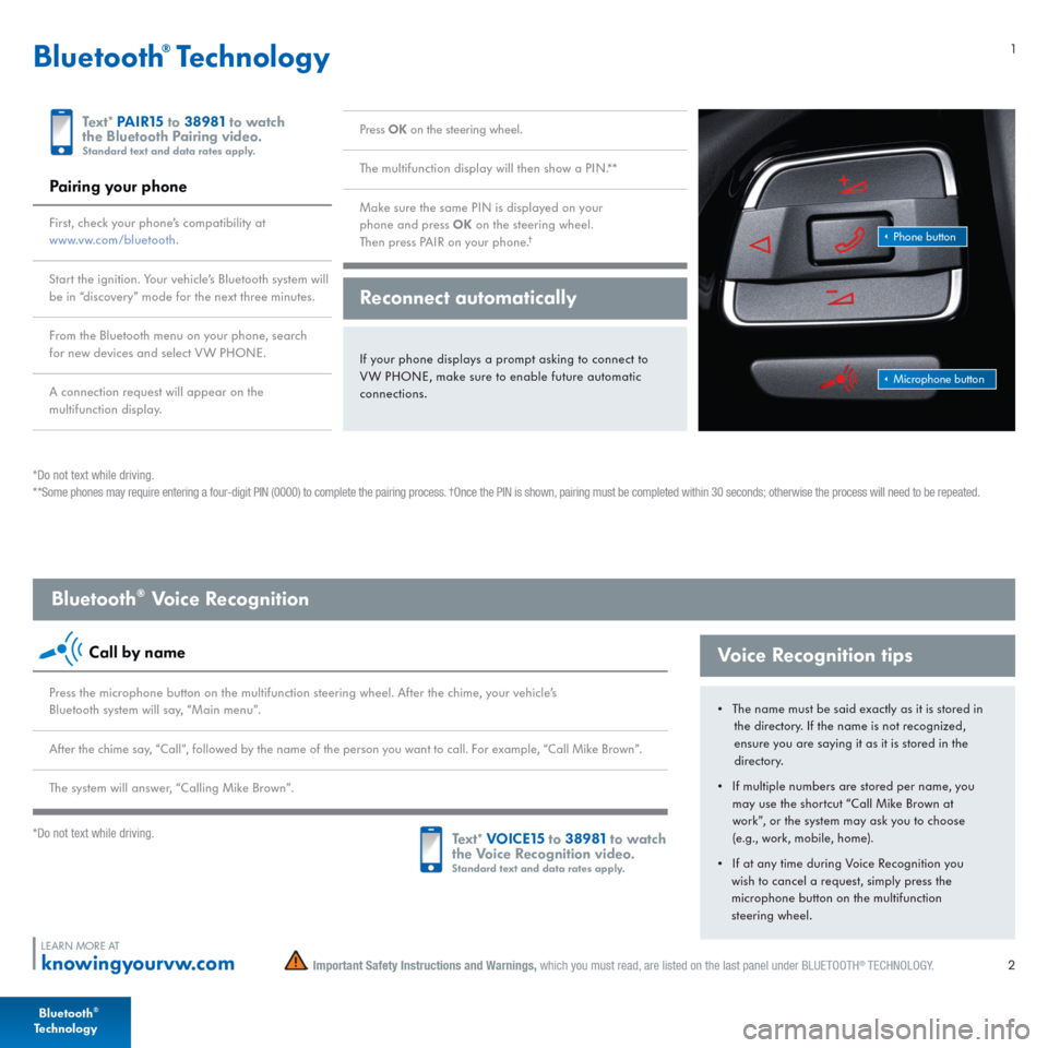 VOLKSWAGEN PASSAT 2015 B8 / 6.G Quick Start Guide 