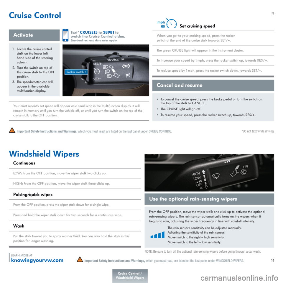 VOLKSWAGEN PASSAT 2015 B8 / 6.G Quick Start Guide 