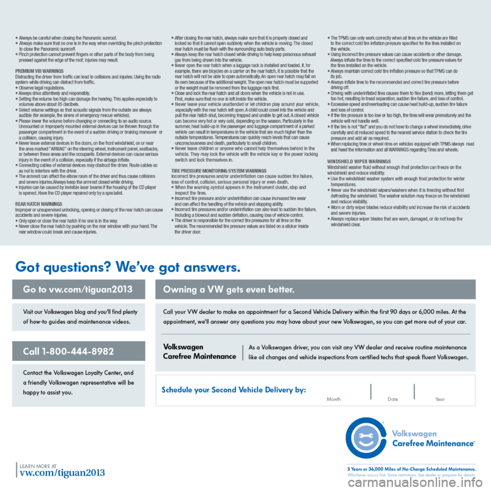 VOLKSWAGEN TIGUAN 2013 1.G Quick Start Guide 