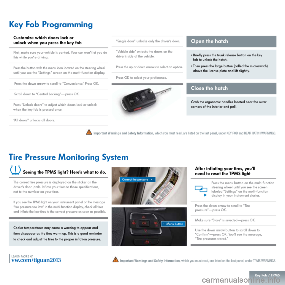 VOLKSWAGEN TIGUAN 2013 1.G Quick Start Guide 