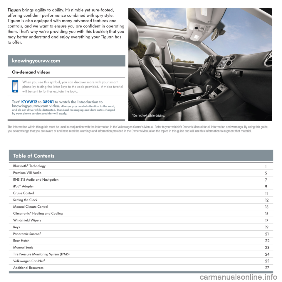 VOLKSWAGEN TIGUAN 2015 1.G Quick Start Guide 