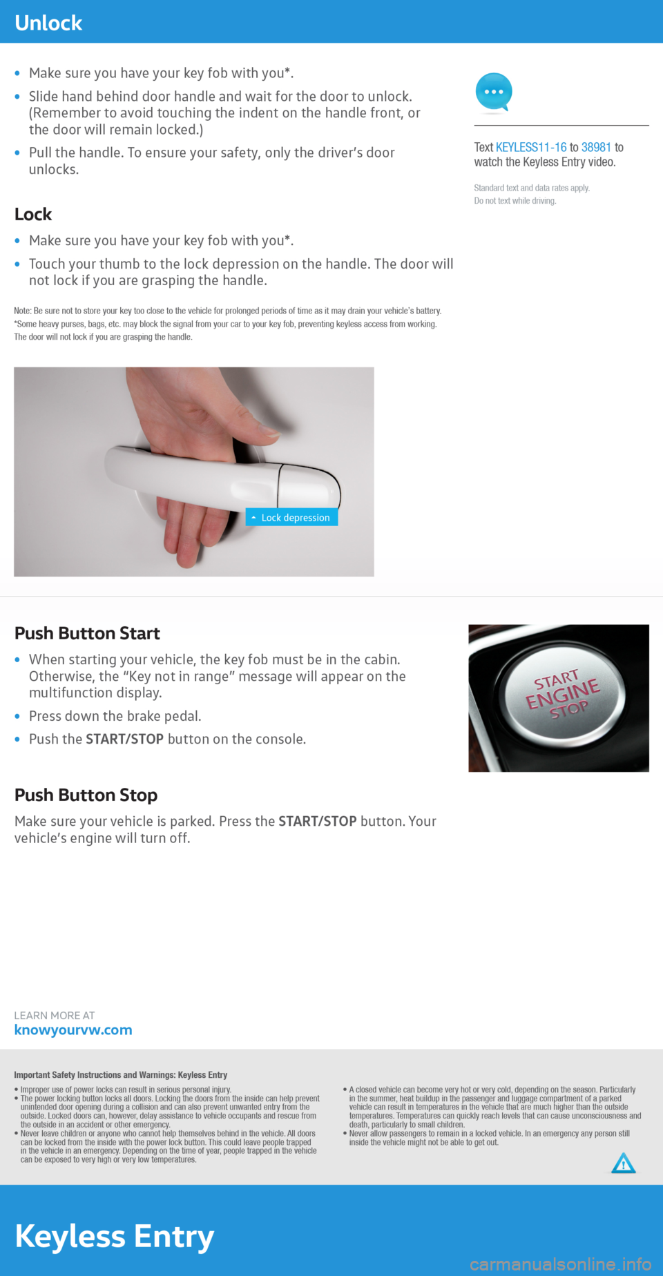 VOLKSWAGEN TIGUAN 2016 1.G Quick Start Guide 