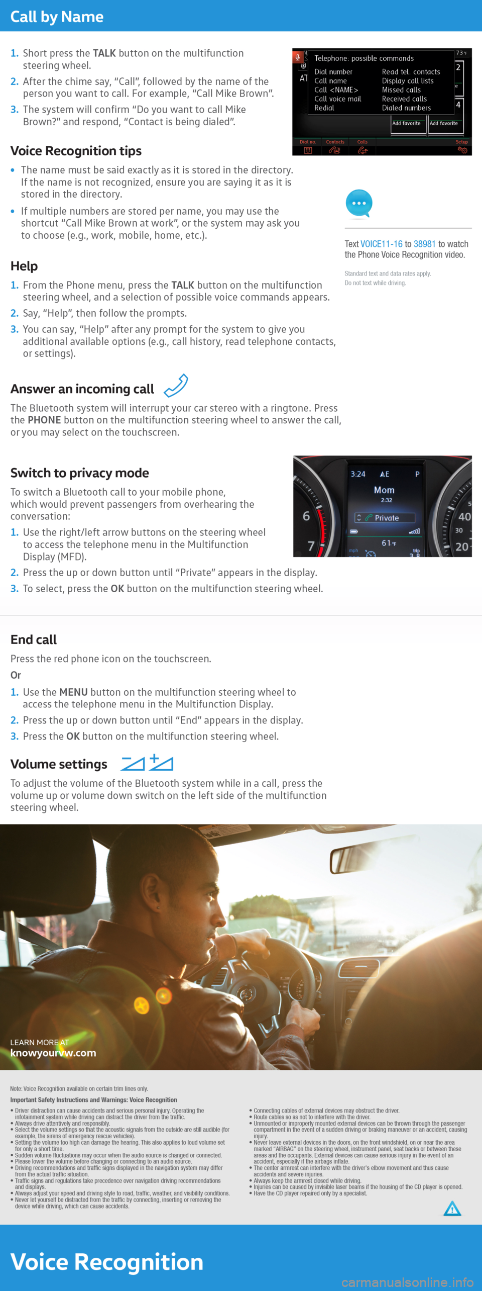 VOLKSWAGEN TIGUAN 2016 1.G Quick Start Guide 