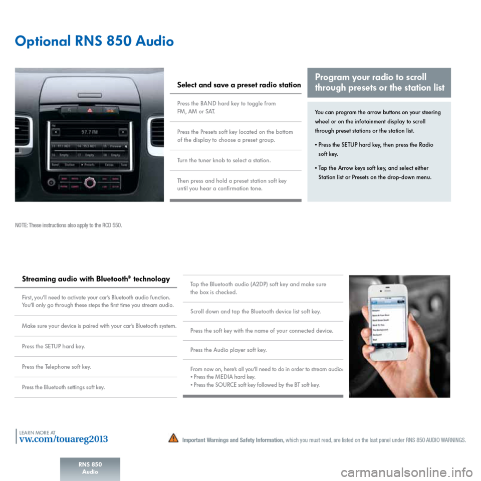 VOLKSWAGEN TOUAREG 2013 2.G Quick Start Guide 