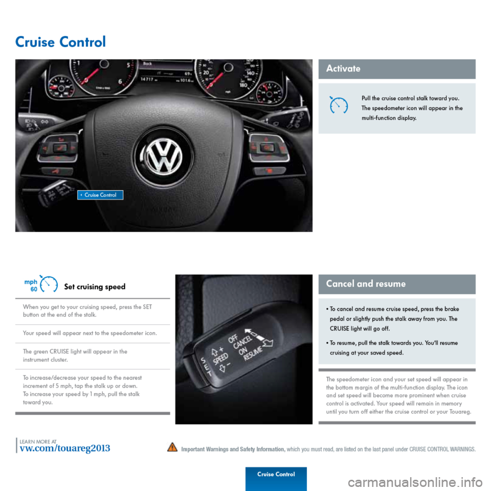 VOLKSWAGEN TOUAREG 2013 2.G Quick Start Guide 