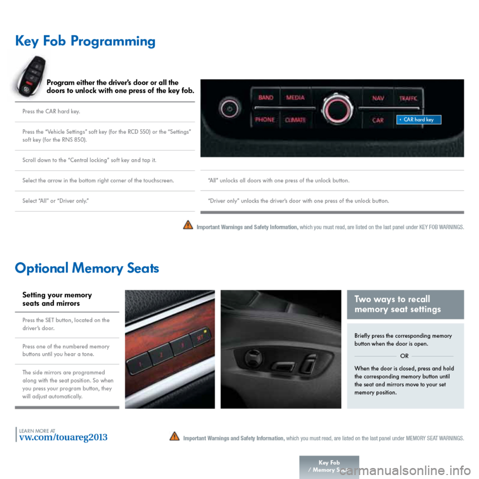 VOLKSWAGEN TOUAREG 2013 2.G Quick Start Guide 