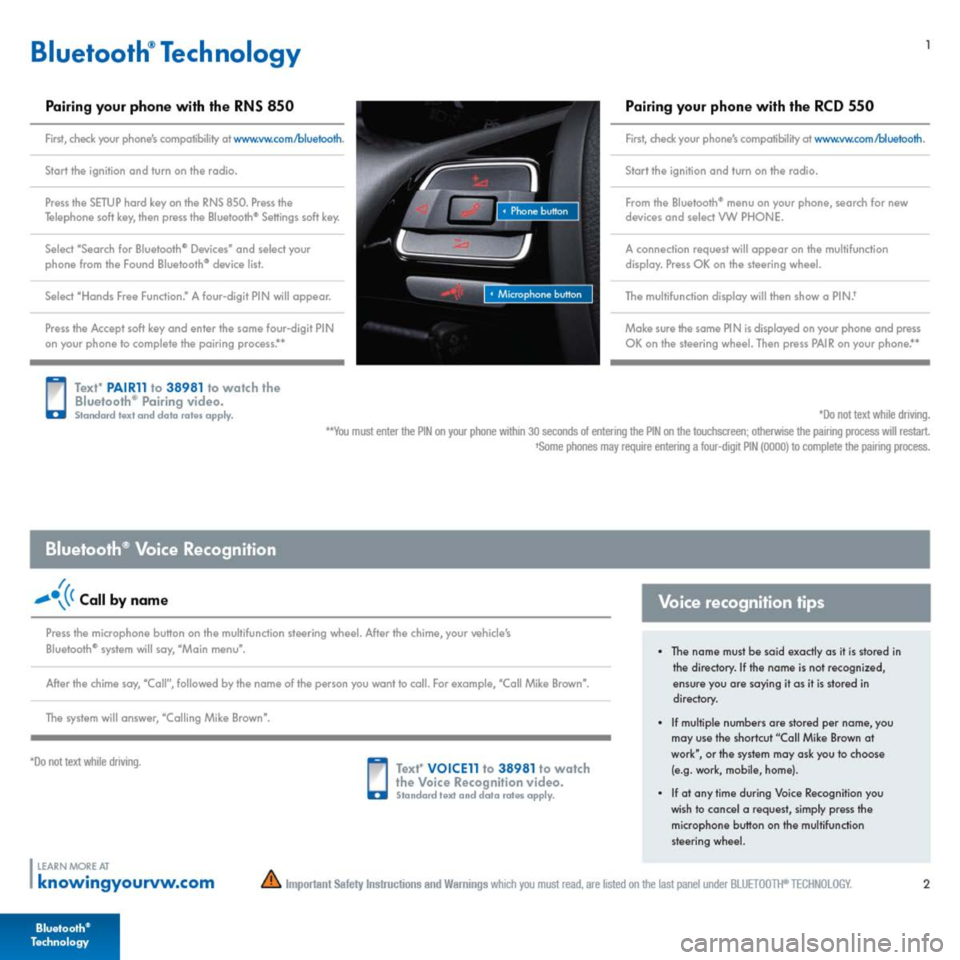 VOLKSWAGEN TOUAREG 2014 2.G Quick Start Guide 