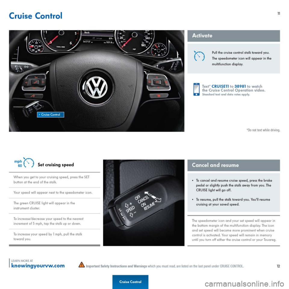 VOLKSWAGEN TOUAREG 2014 2.G Quick Start Guide 