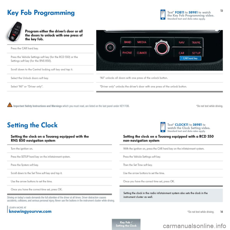 VOLKSWAGEN TOUAREG 2014 2.G Quick Start Guide 