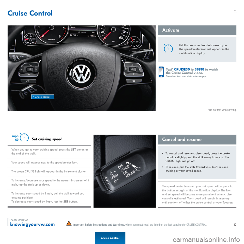 VOLKSWAGEN TOUAREG 2015 2.G Quick Start Guide 