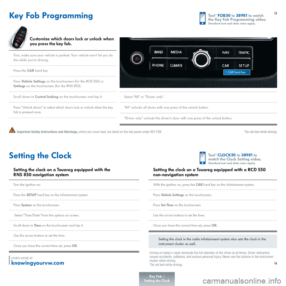 VOLKSWAGEN TOUAREG 2015 2.G Quick Start Guide 