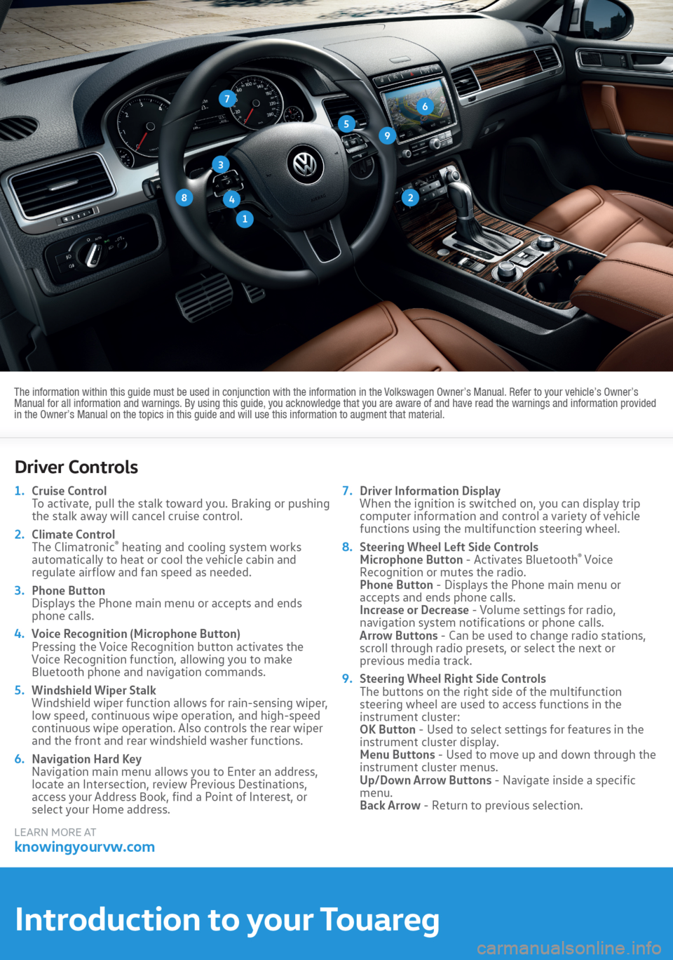 VOLKSWAGEN TOUAREG 2016 2.G Quick Start Guide VOLKSWAGEN TOUAREG 2016 2.G Quick Start Guide