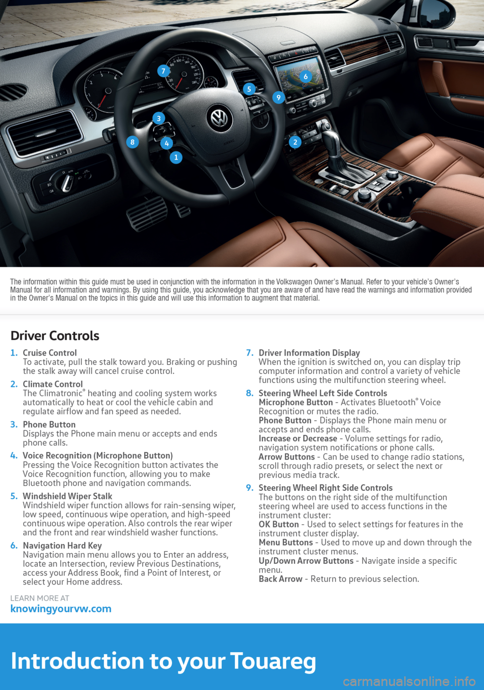 VOLKSWAGEN TOUAREG 2016 2.G Quick Start Guide 