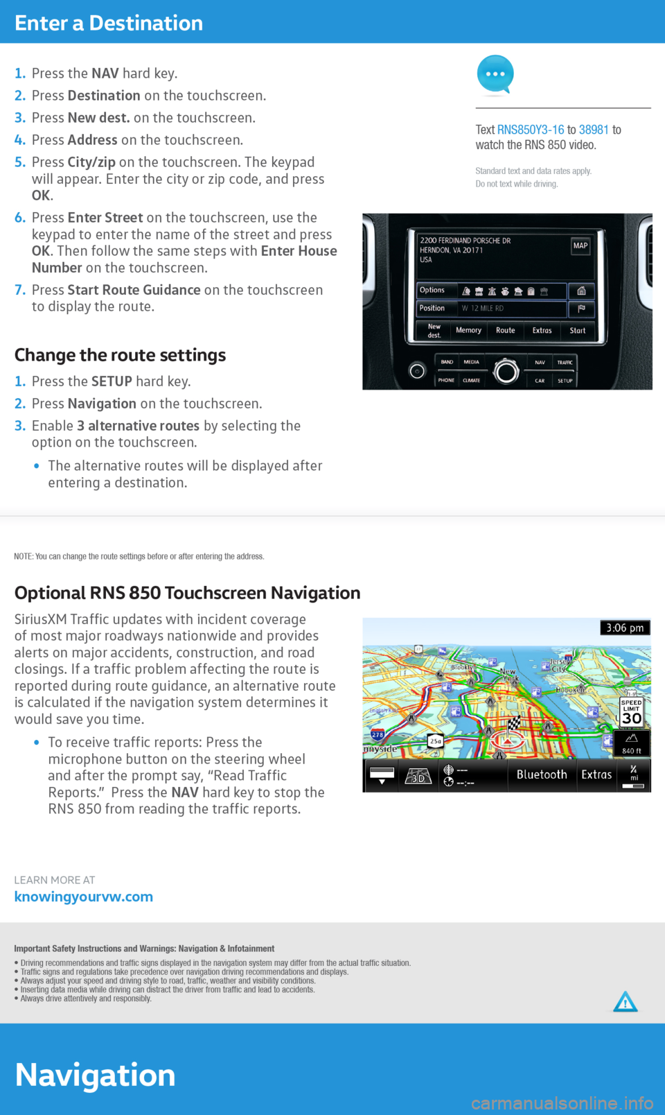 VOLKSWAGEN TOUAREG 2016 2.G Quick Start Guide 