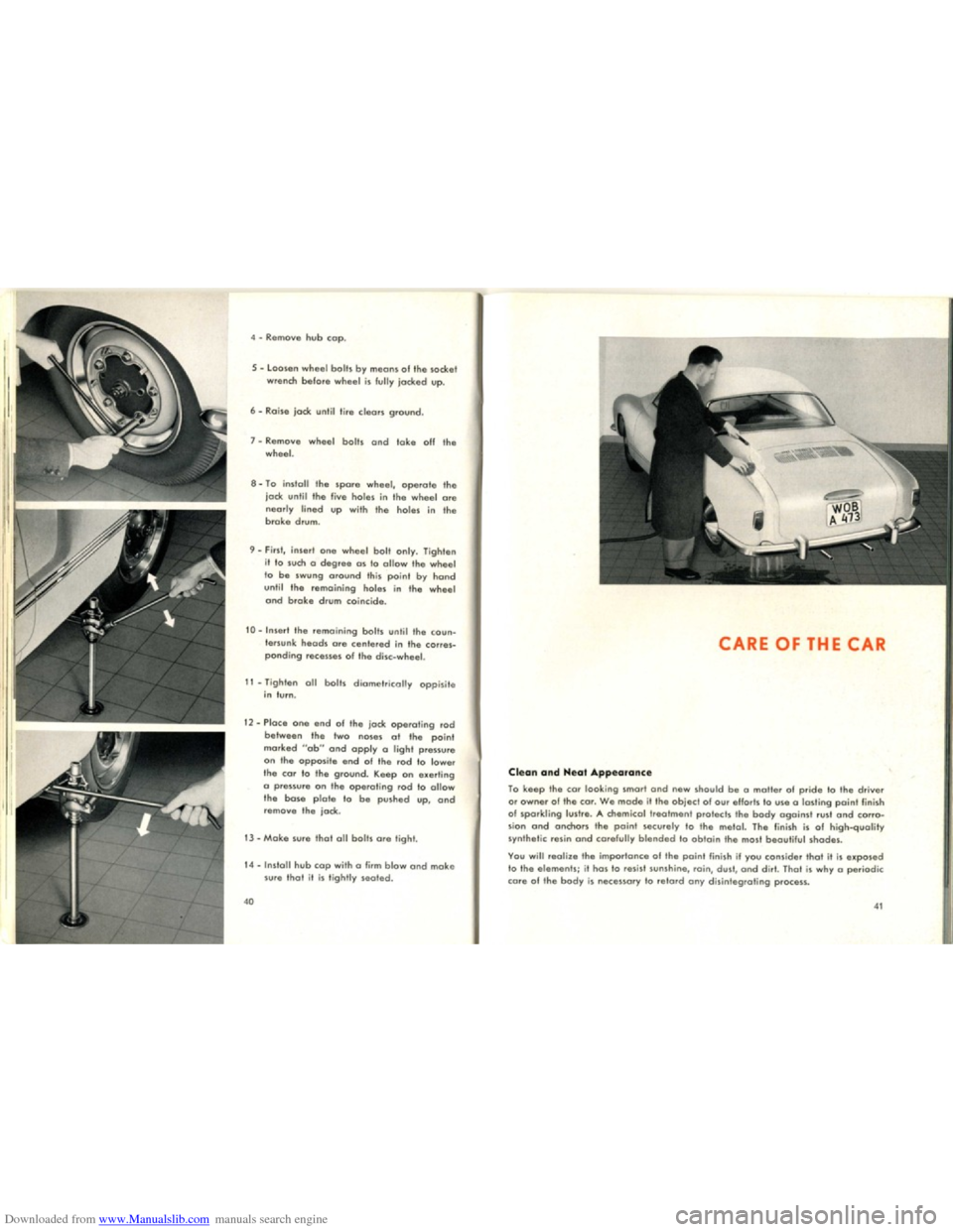 VOLKSWAGEN KARMANN GHIA 1958 1.G Owners Manual Downloaded from www.Manualslib.com manuals search engine   