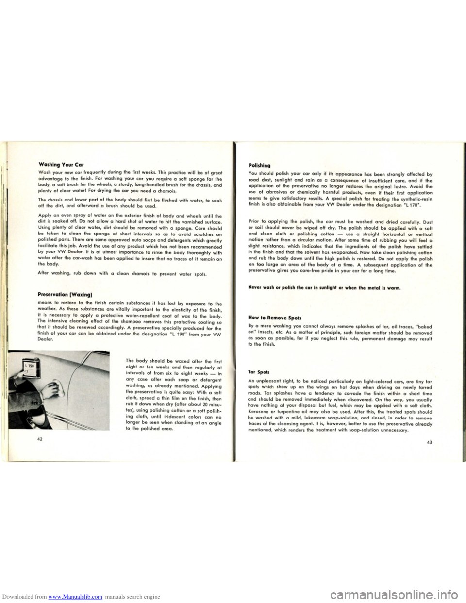 VOLKSWAGEN KARMANN GHIA 1958 1.G Owners Manual Downloaded from www.Manualslib.com manuals search engine VOLKSWAGEN KARMANN GHIA 1958 1.G Owners Manual Downloaded from www.Manualslib.com manuals search engine