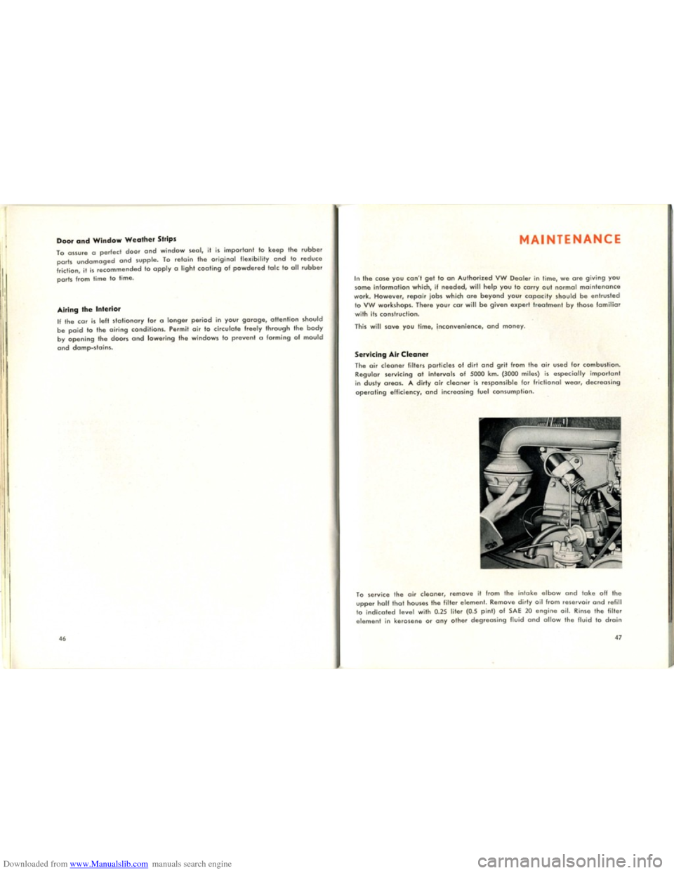 VOLKSWAGEN KARMANN GHIA 1958 1.G Owners Manual Downloaded from www.Manualslib.com manuals search engine VOLKSWAGEN KARMANN GHIA 1958 1.G Owners Manual Downloaded from www.Manualslib.com manuals search engine