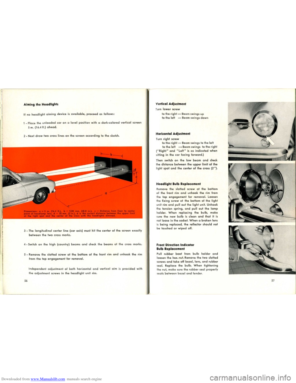 VOLKSWAGEN KARMANN GHIA 1958 1.G Owners Manual Downloaded from www.Manualslib.com manuals search engine   