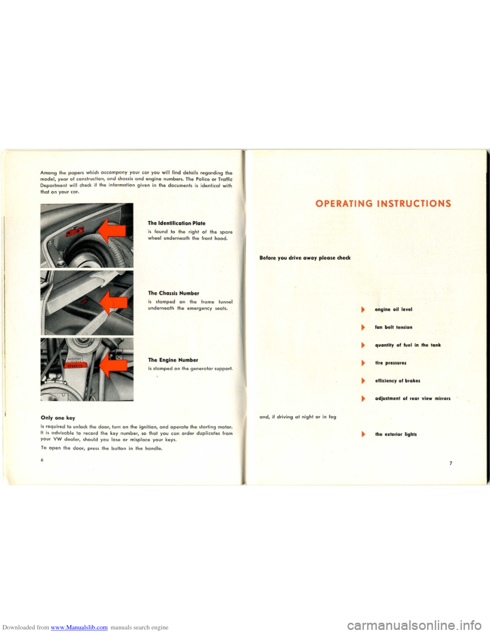 VOLKSWAGEN KARMANN GHIA 1958 1.G Owners Manual Downloaded from www.Manualslib.com manuals search engine   