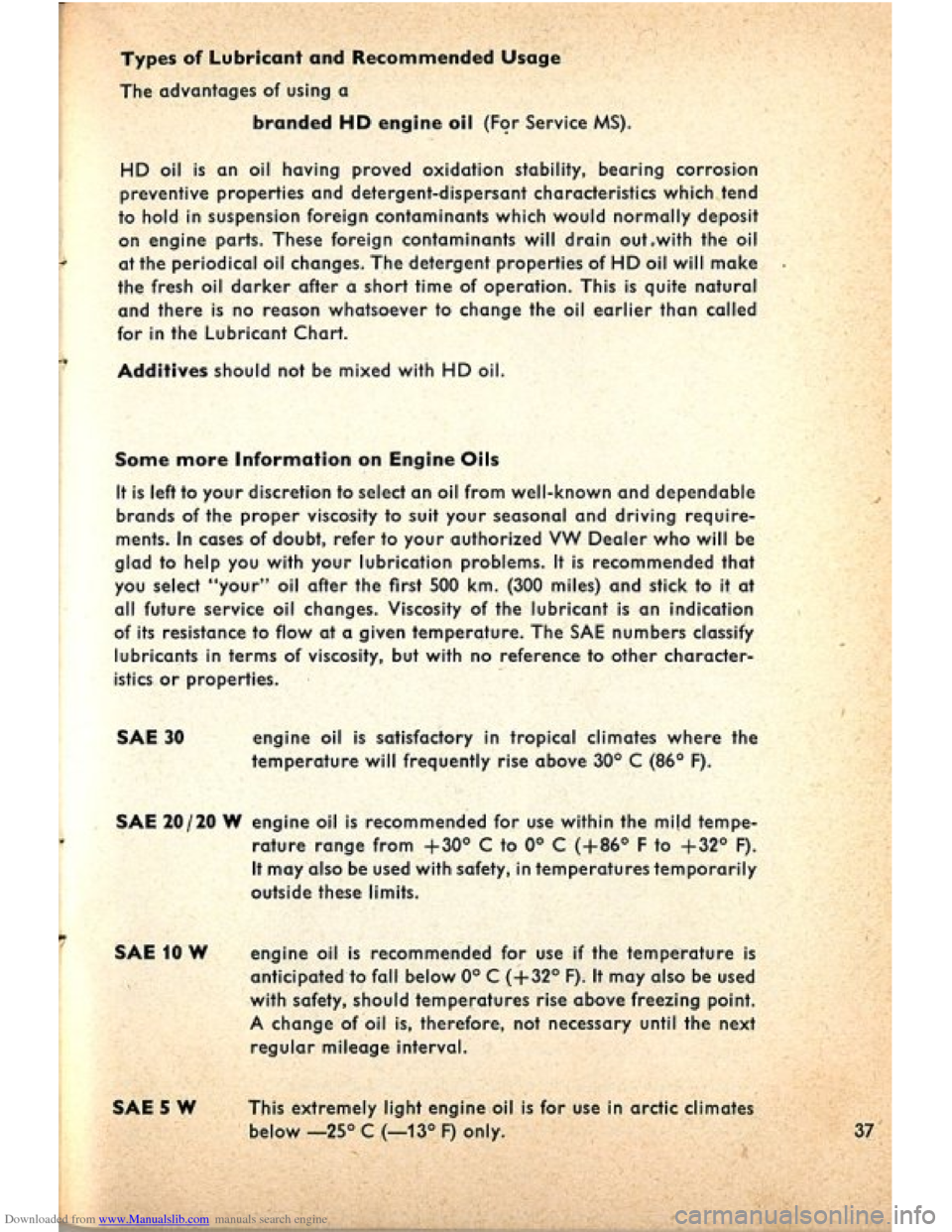 VOLKSWAGEN BEETLE 1960 1.G Owners Guide Downloaded from www.Manualslib.com manuals search engine   