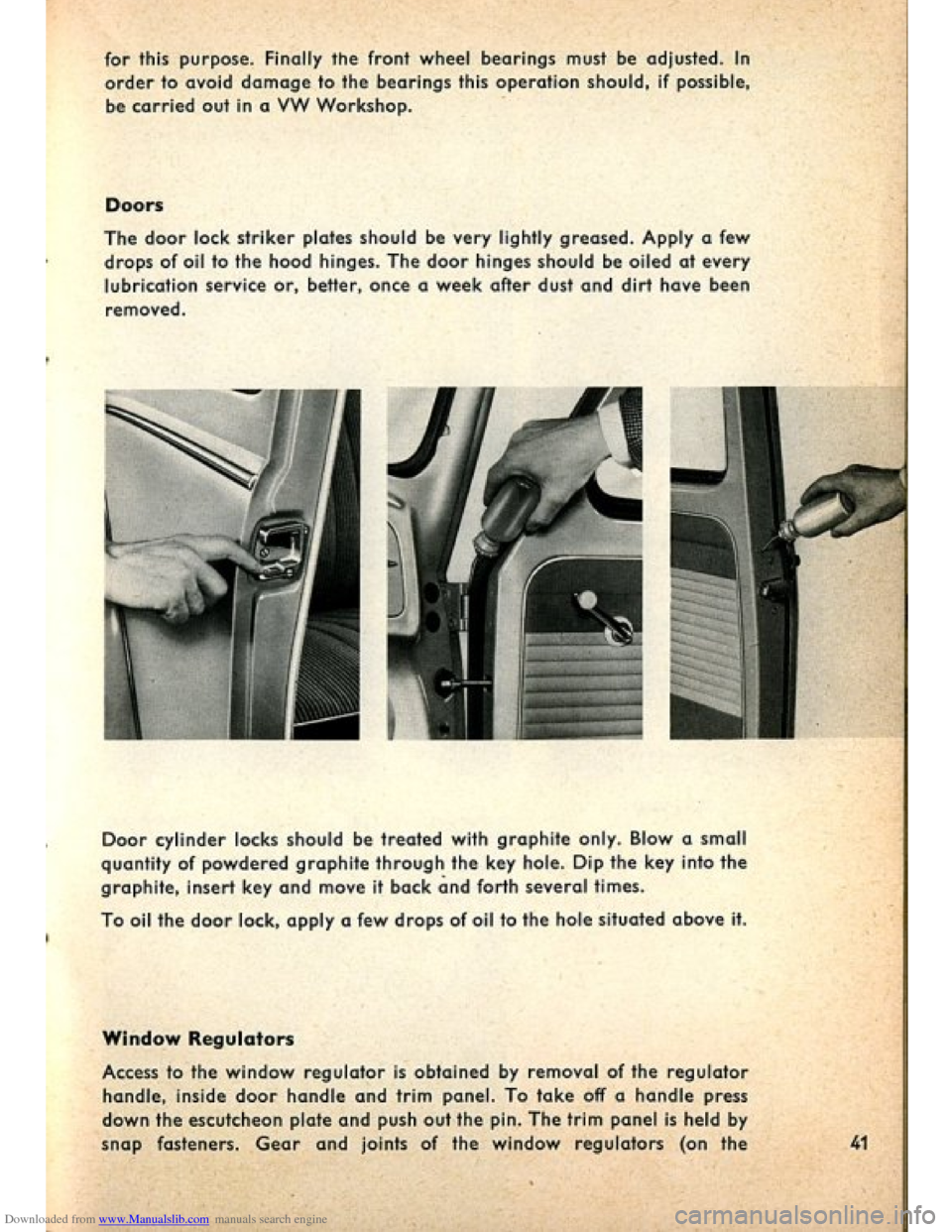 VOLKSWAGEN BEETLE 1960 1.G Service Manual Downloaded from www.Manualslib.com manuals search engine   