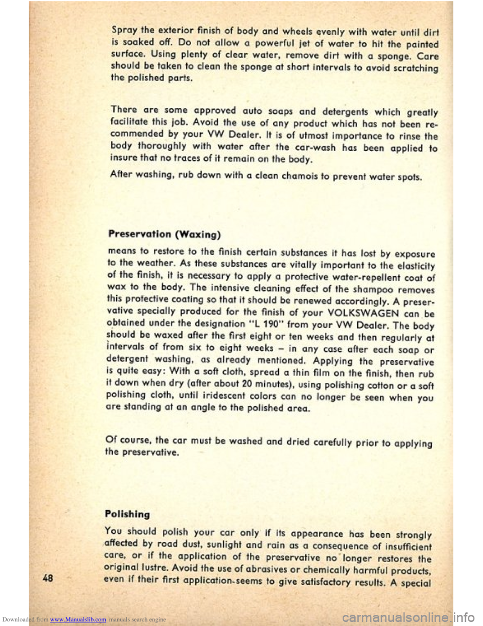 VOLKSWAGEN BEETLE 1960 1.G Service Manual Downloaded from www.Manualslib.com manuals search engine   