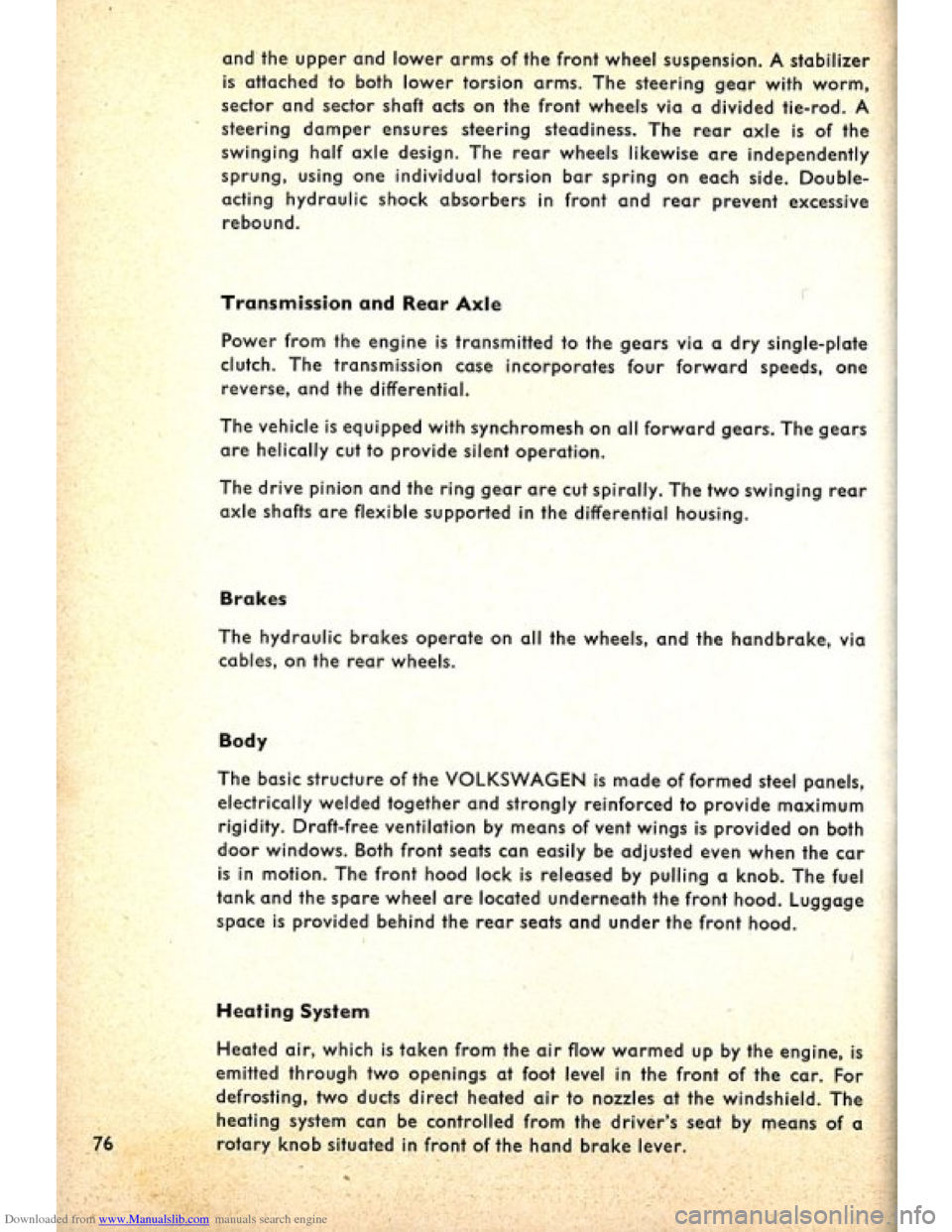 VOLKSWAGEN BEETLE 1960 1.G Manual PDF Downloaded from www.Manualslib.com manuals search engine   