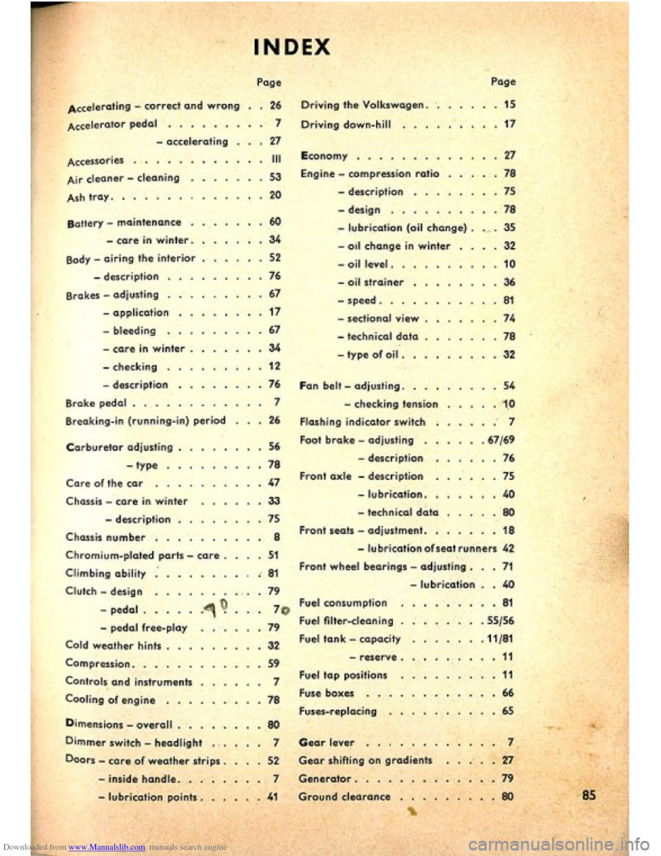 VOLKSWAGEN BEETLE 1960 1.G Manual Online Downloaded from www.Manualslib.com manuals search engine   