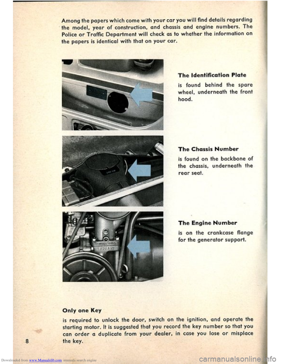 VOLKSWAGEN BEETLE 1960 1.G Owners Manual Downloaded from www.Manualslib.com manuals search engine   