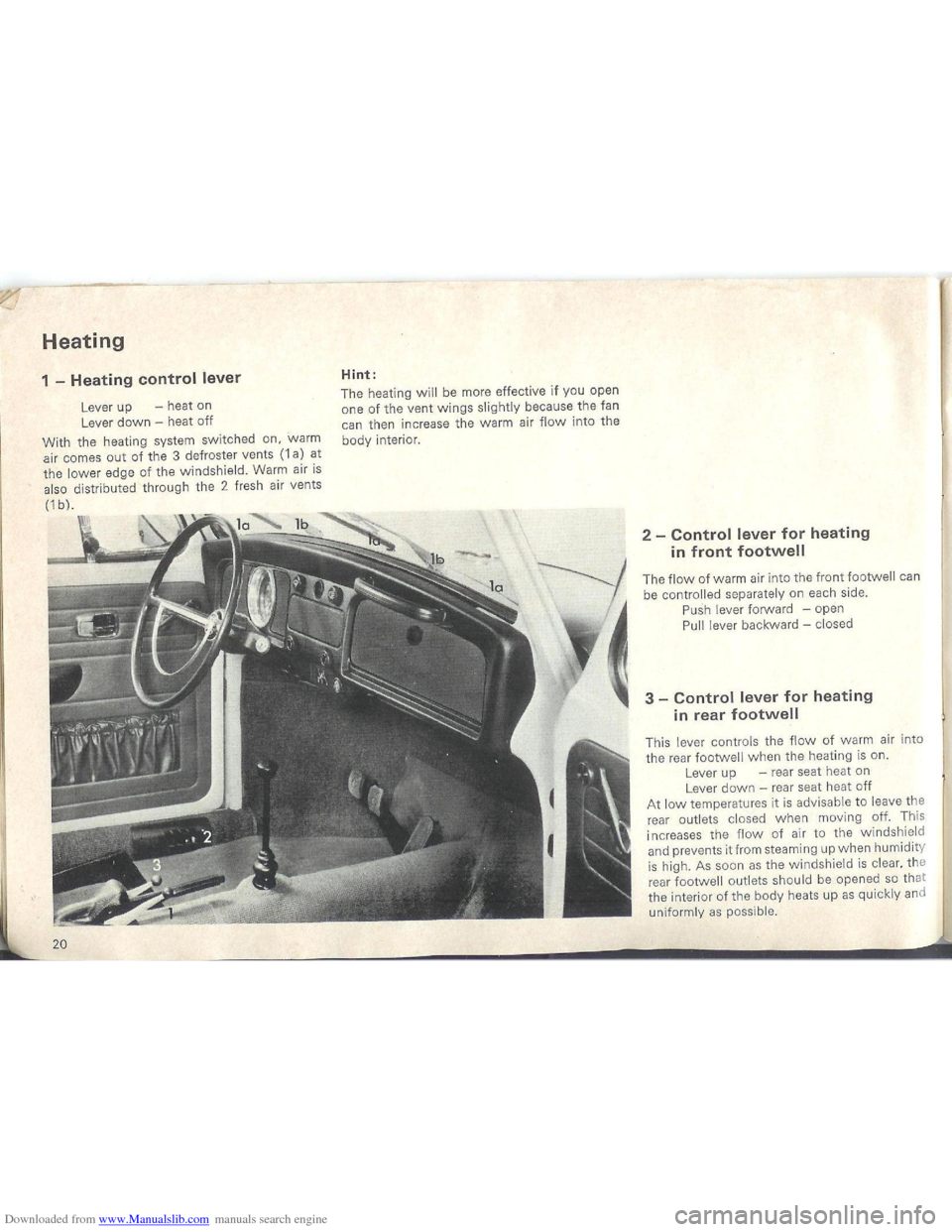 VOLKSWAGEN BEETLE 1970 1.G Owners Manual Downloaded from www.Manualslib.com manuals search engine   