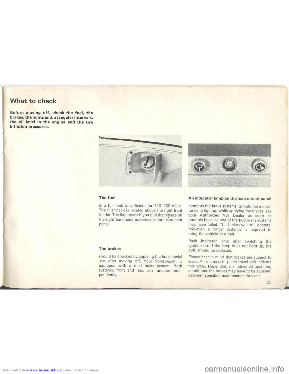 VOLKSWAGEN BEETLE 1970 1.G Owners Manual Downloaded from www.Manualslib.com manuals search engine   