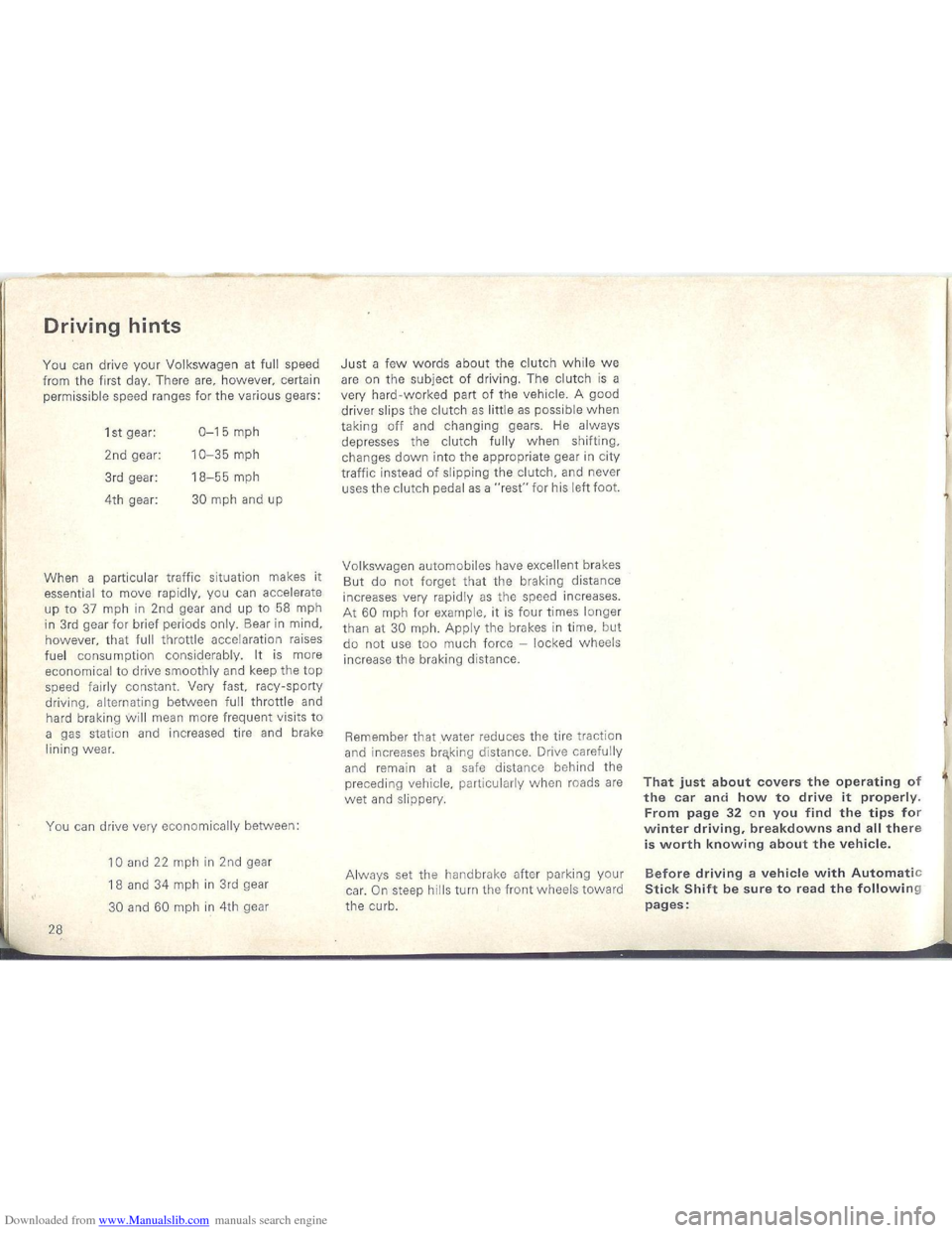 VOLKSWAGEN BEETLE 1970 1.G Owners Guide Downloaded from www.Manualslib.com manuals search engine   