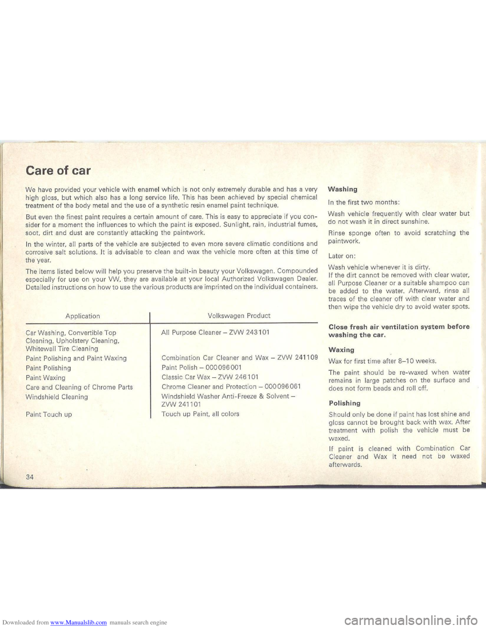 VOLKSWAGEN BEETLE 1970 1.G Owners Guide Downloaded from www.Manualslib.com manuals search engine   