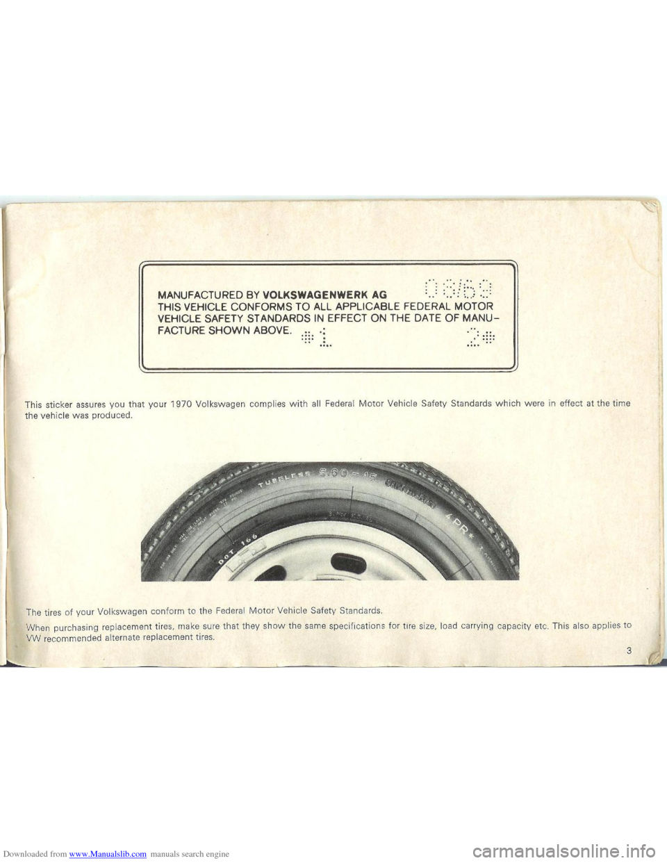 VOLKSWAGEN BEETLE 1970 1.G Owners Manual Downloaded from www.Manualslib.com manuals search engine VOLKSWAGEN BEETLE 1970 1.G Owners Manual Downloaded from www.Manualslib.com manuals search engine