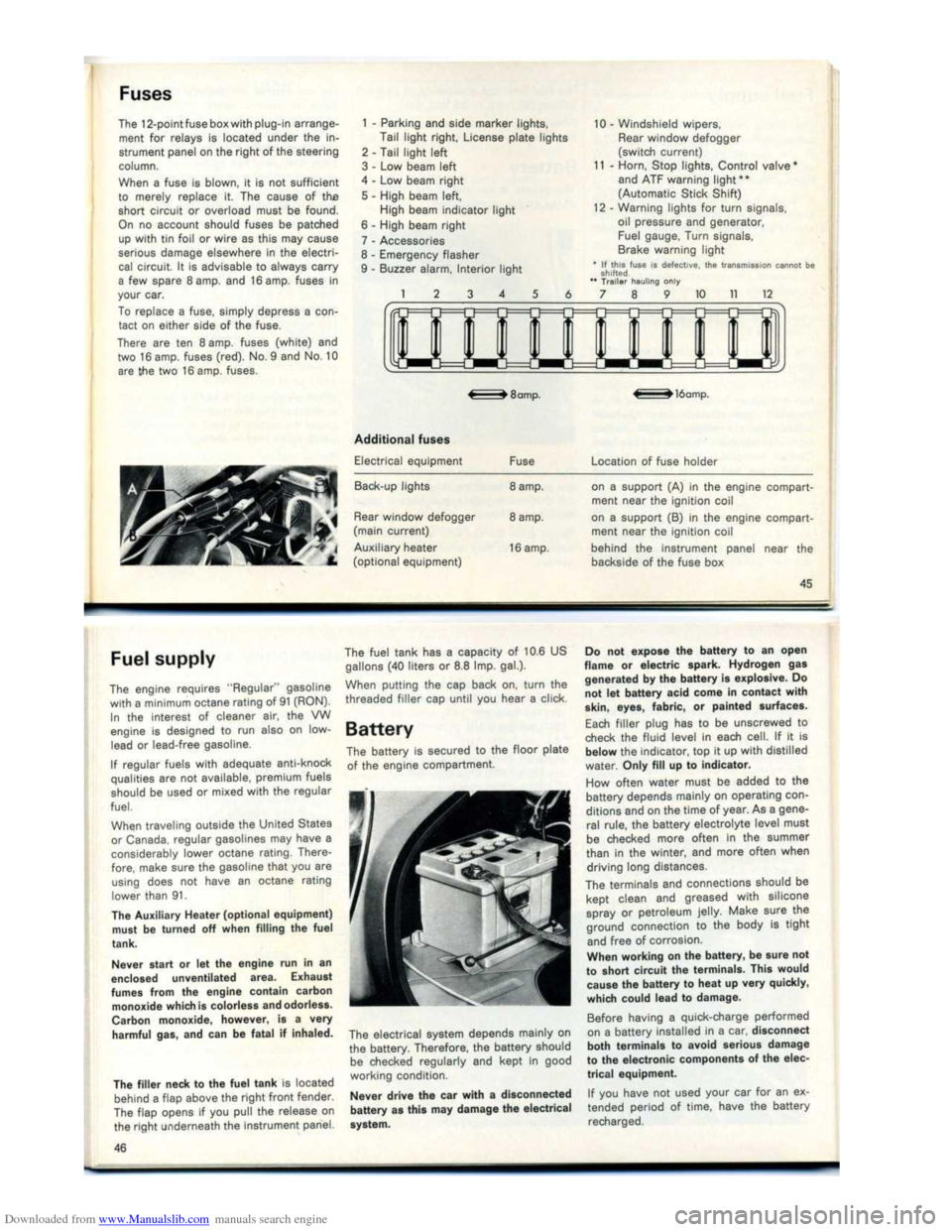 VOLKSWAGEN KARMANN GHIA 1973 1.G Owners Manual Downloaded from www.Manualslib.com manuals search engine VOLKSWAGEN KARMANN GHIA 1973 1.G Owners Manual Downloaded from www.Manualslib.com manuals search engine