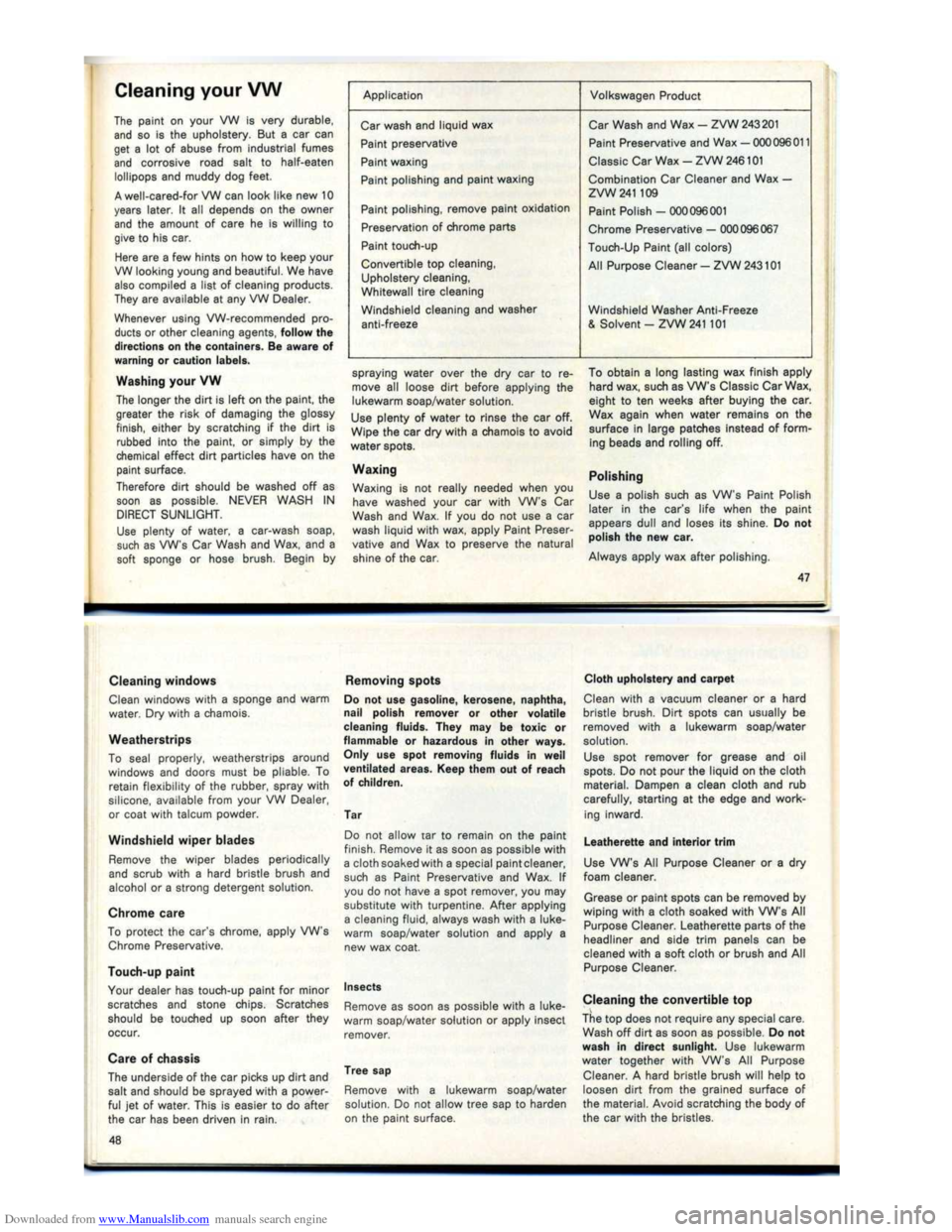 VOLKSWAGEN KARMANN GHIA 1973 1.G Owners Manual Downloaded from www.Manualslib.com manuals search engine VOLKSWAGEN KARMANN GHIA 1973 1.G Owners Manual Downloaded from www.Manualslib.com manuals search engine