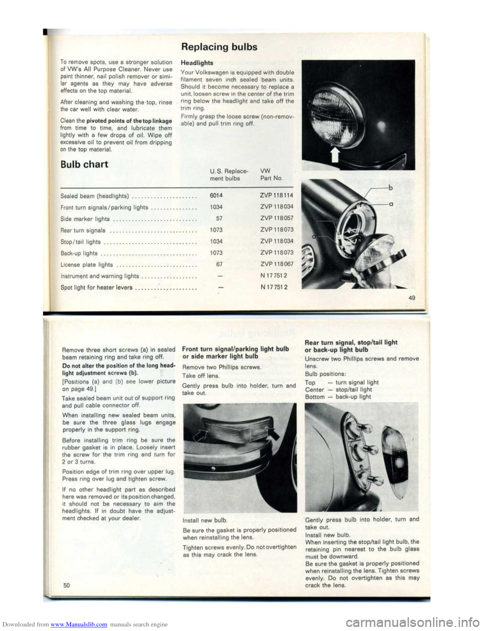 VOLKSWAGEN KARMANN GHIA 1973 1.G Owners Manual Downloaded from www.Manualslib.com manuals search engine VOLKSWAGEN KARMANN GHIA 1973 1.G Owners Manual Downloaded from www.Manualslib.com manuals search engine