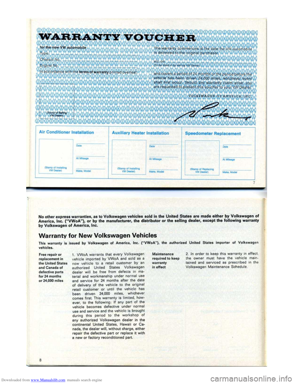 VOLKSWAGEN KARMANN GHIA 1973 1.G Owners Manual Downloaded from www.Manualslib.com manuals search engine VOLKSWAGEN KARMANN GHIA 1973 1.G Owners Manual Downloaded from www.Manualslib.com manuals search engine