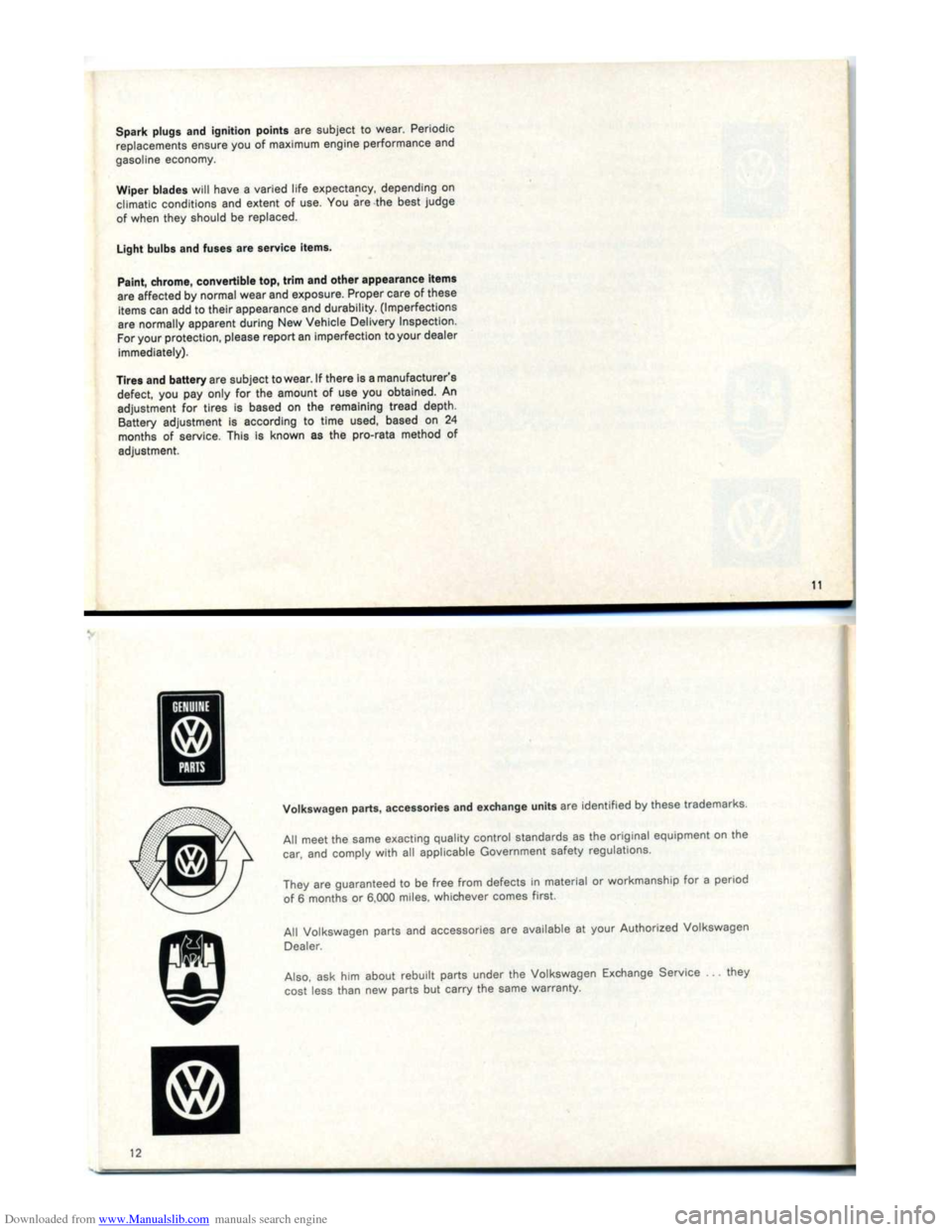 VOLKSWAGEN KARMANN GHIA 1973 1.G Owners Manual Downloaded from www.Manualslib.com manuals search engine   