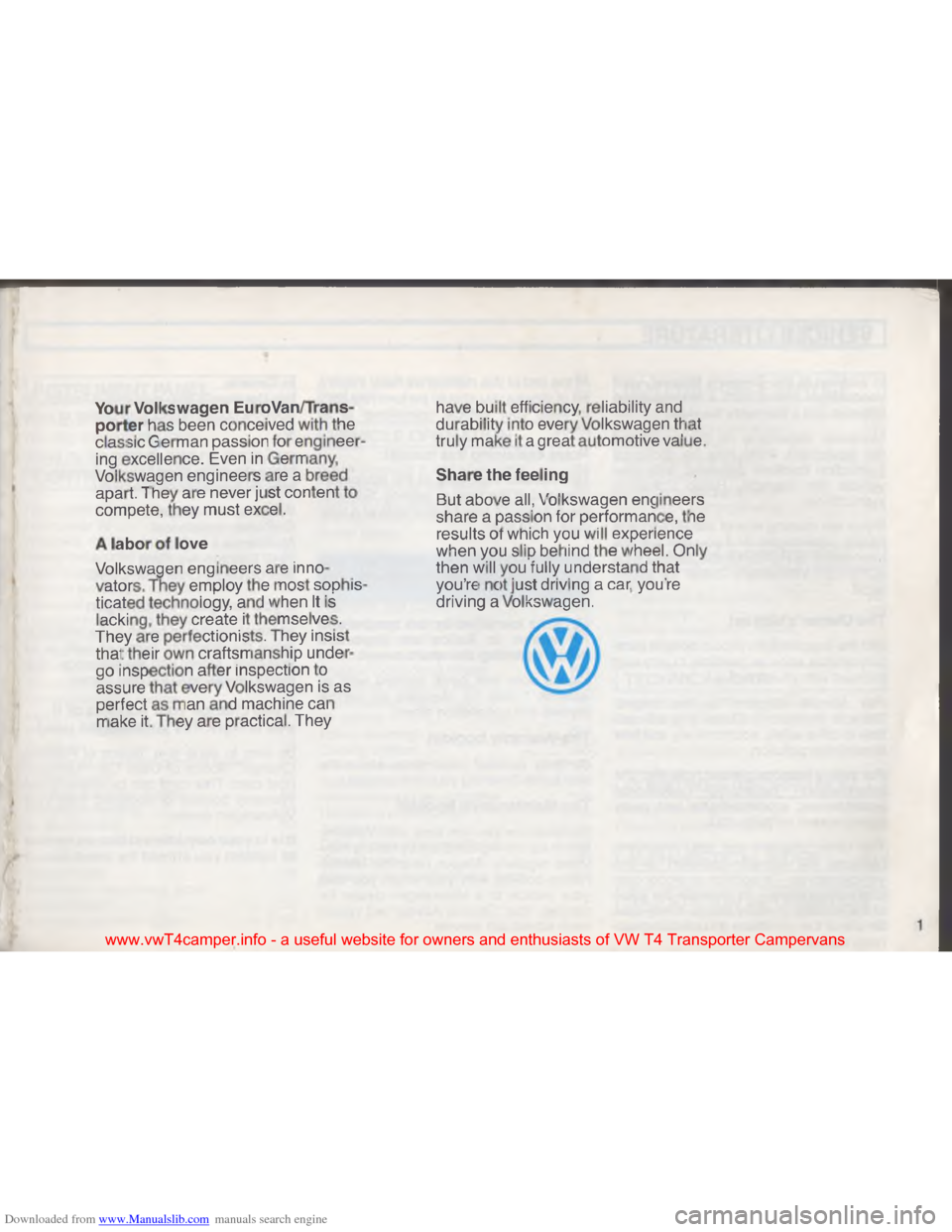 VOLKSWAGEN TRANSPORTER 1993 T4 / 4.G Owners Manual Downloaded from www.Manualslib.com manuals search engine G
\007
"

\013
 B
\002
\017
\004
\002
\002
\004
\024
\025
\026 \033
\007 \007 \036\001 \f\001
\016
\036 \001 \003
\022
!
,
\021 \036\001\005\00