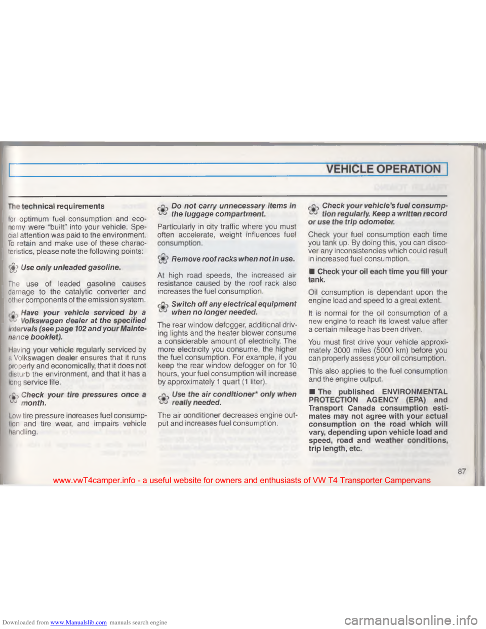 VOLKSWAGEN TRANSPORTER 1993 T4 / 4.G Owners Manual Downloaded from www.Manualslib.com manuals search engine \030
\023
\t
$ \001
* \t
\022 \001
+
\017
\006
\033\001 \017

>

#

#

\022
\022
 \001

\036

\036 .
.
$

\036

,
\006 B
U
\003
&
< \030
\002
#