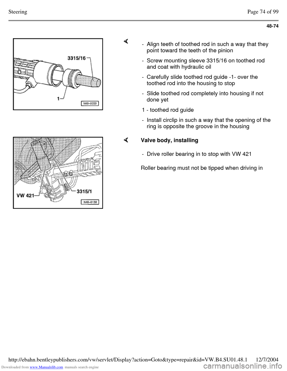 VOLKSWAGEN PASSAT 1995 B3, B4 / 3.G Service Workshop Manual Downloaded from www.Manualslib.com manuals search engine   