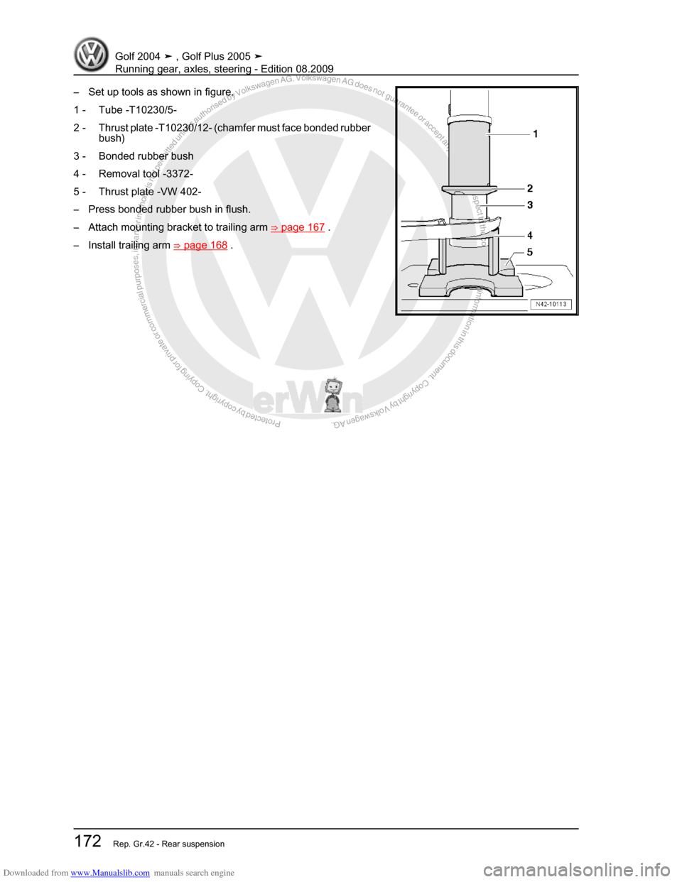 VOLKSWAGEN GOLF 2004 1J / 4.G Running Gear Axles Workshop Manual Downloaded from www.Manualslib.com manuals search engine Protected by copyright. Copying for private or commercial purposes, in partor in whole, is not permitted unless authorised by Volkswagen AG. Vo