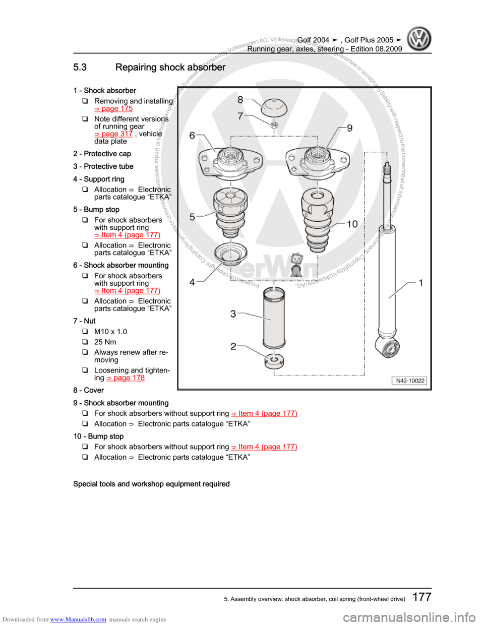 VOLKSWAGEN GOLF 2004 1J / 4.G Running Gear Axles Workshop Manual Downloaded from www.Manualslib.com manuals search engine Protected by copyright. Copying for private or commercial purposes, in partor in whole, is not permitted unless authorised by Volkswagen AG. Vo