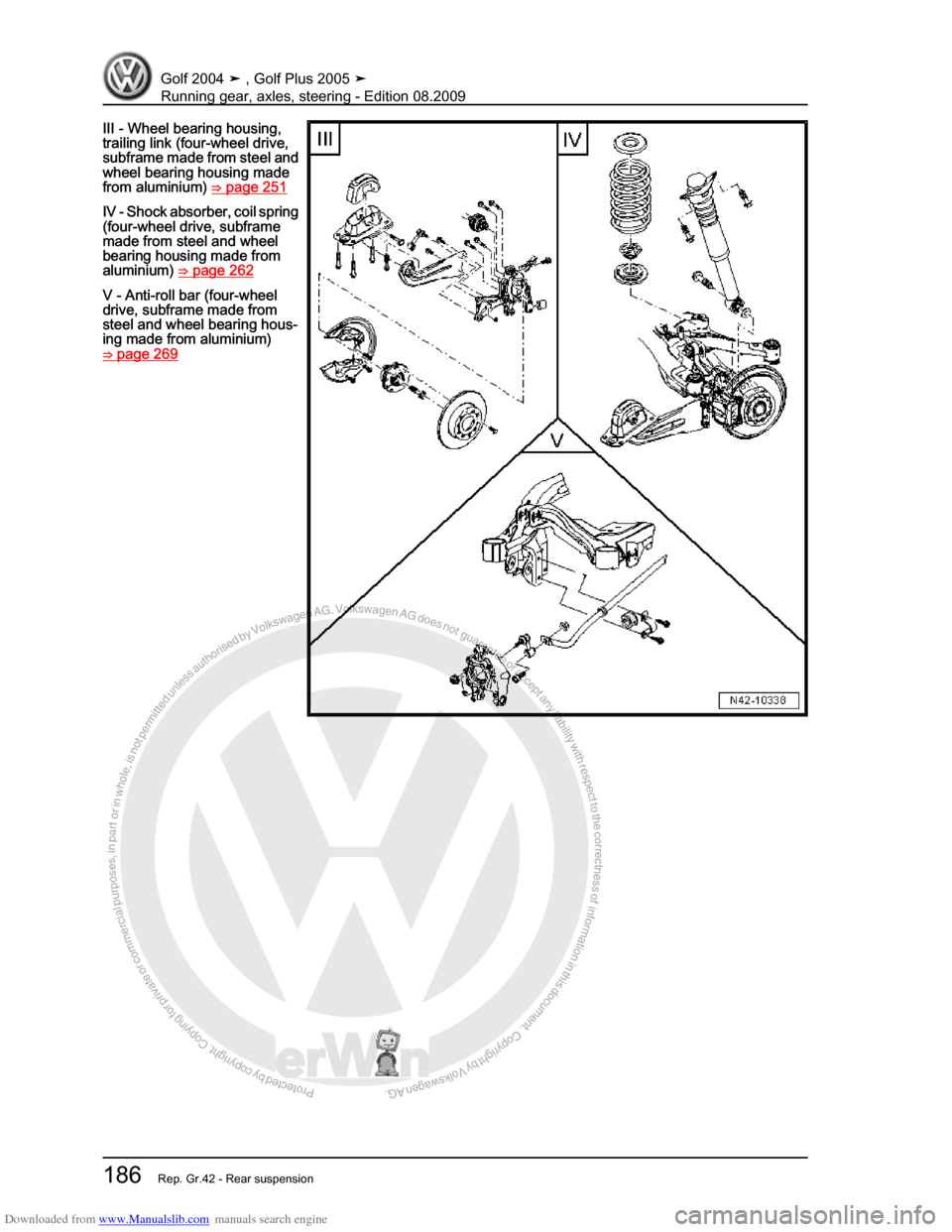 VOLKSWAGEN GOLF 2004 1J / 4.G Running Gear Axles Workshop Manual Downloaded from www.Manualslib.com manuals search engine Protected by copyright. Copying for private or commercial purposes, in partor in whole, is not permitted unless authorised by Volkswagen AG. Vo