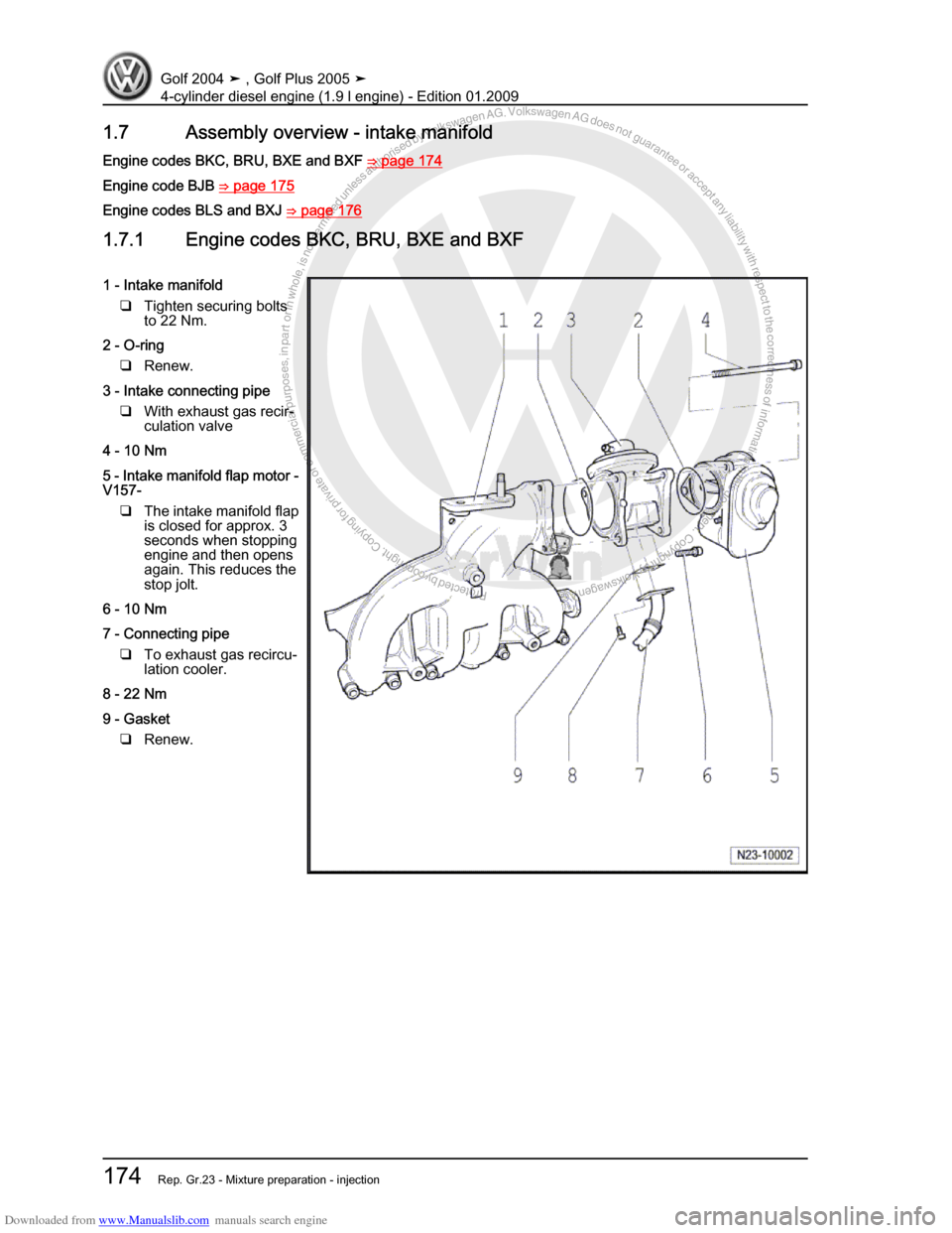 VOLKSWAGEN GOLF PLUS 2005 1K / 5.G Service Workshop Manual Downloaded from www.Manualslib.com manuals search engine Protected by copyright. Copying for private or commercial purposes, in partor in whole, is not permitted unless authorised by Volkswagen AG. Vo